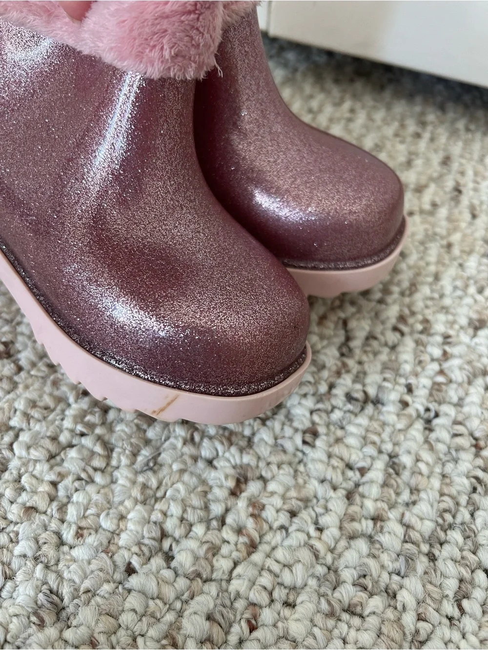 Mini Melissa girls pink glitter boots size 9 Fall Winter Back to School